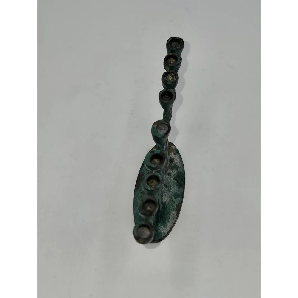 Israel Cast Metal Menorah Enamel Style Multicolor Judaica Hanukkah‎ Candelabra